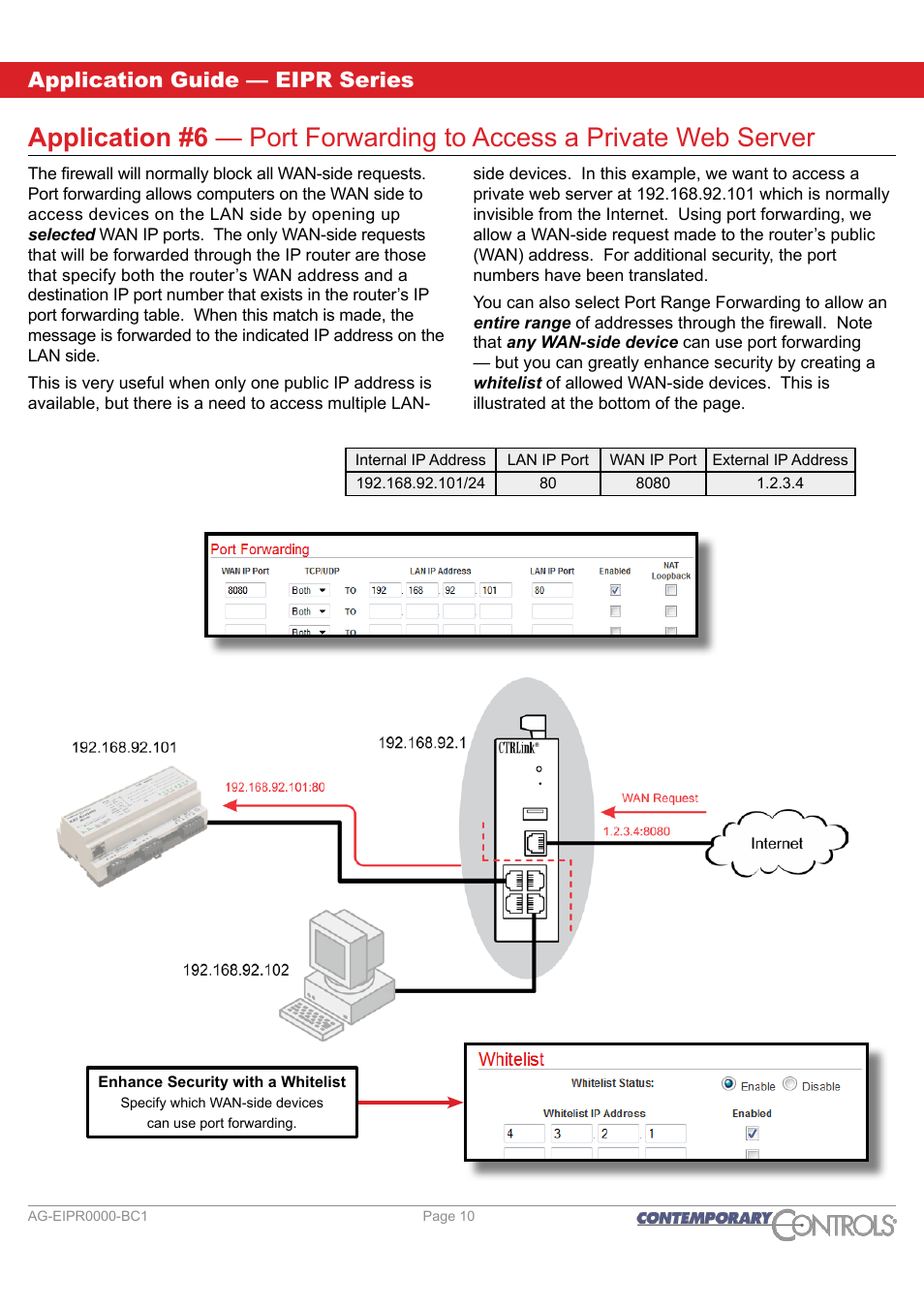 Application guide — eipr series | Contemporary Control Systems EIPR Wired/Wireless VPN Router Application Guide User Manual | Page 10 / 14