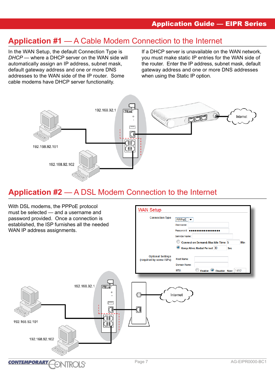 Application guide — eipr series | Contemporary Control Systems EIPR Wired/Wireless VPN Router Application Guide User Manual | Page 7 / 14