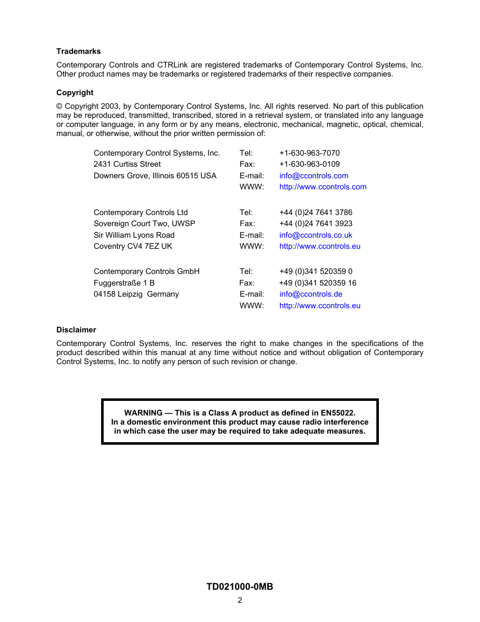 Contemporary Control Systems EISC Configurable Switches User Manual User Manual | Page 2 / 36