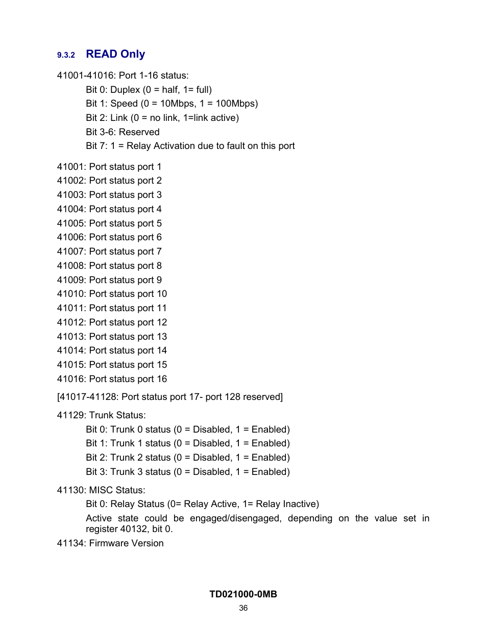 Read only, 2 read, Only | Contemporary Control Systems EISC Configurable Switches User Manual User Manual | Page 36 / 36