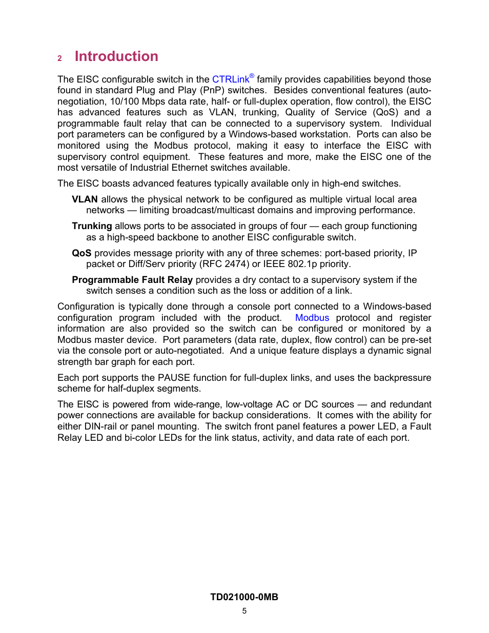 Introduction | Contemporary Control Systems EISC Configurable Switches User Manual User Manual | Page 5 / 36