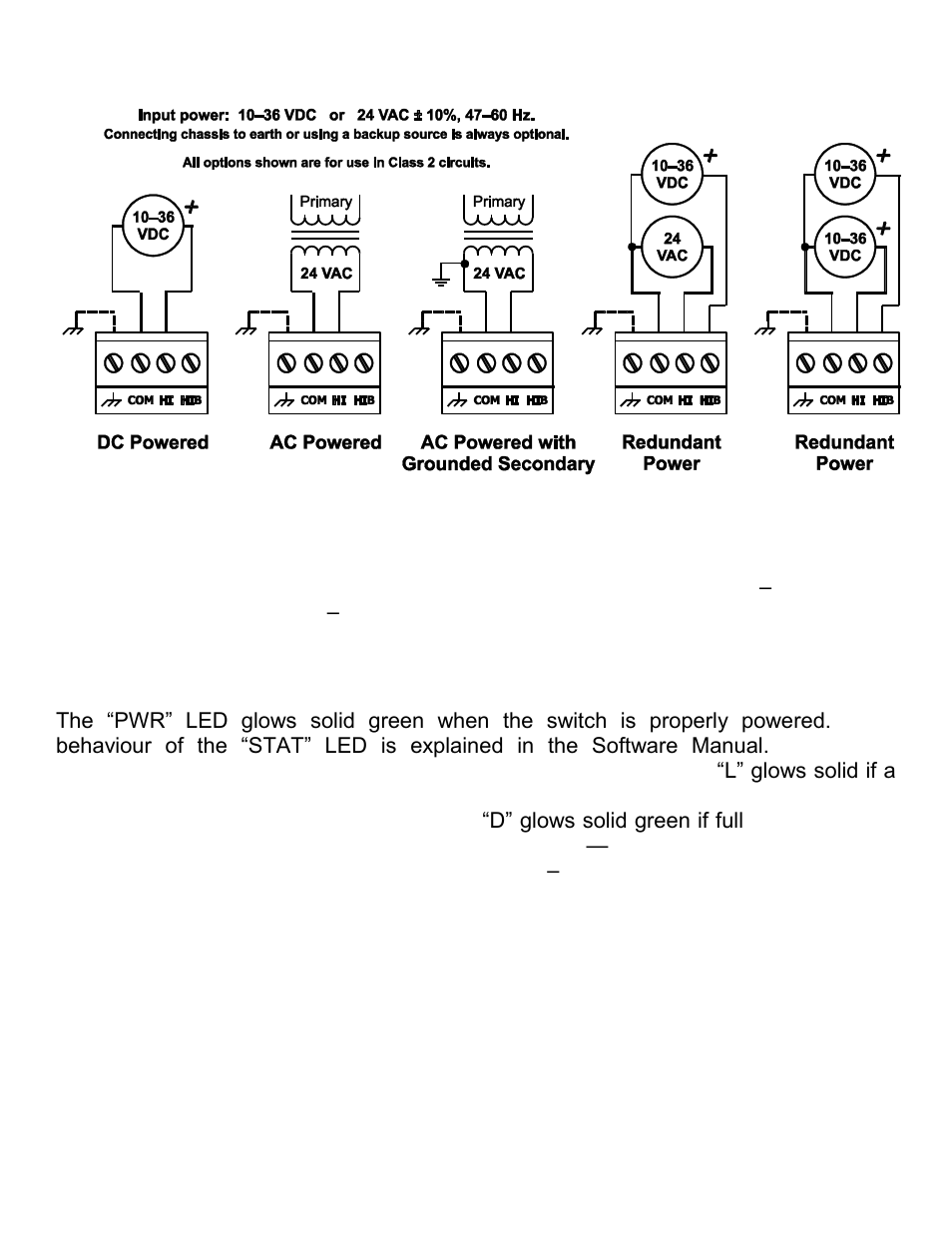 Power options, Power considerations, Led indicators | Reset switch | Contemporary Control Systems EISK Managed Skorpion Switches Installation Guide User Manual | Page 3 / 4