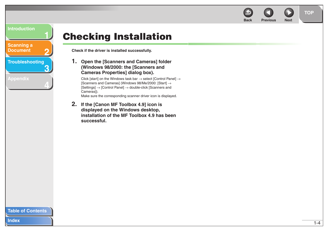 Checking installation, Checking installation -4, Next | Canon MF6500 User Manual | Page 14 / 80