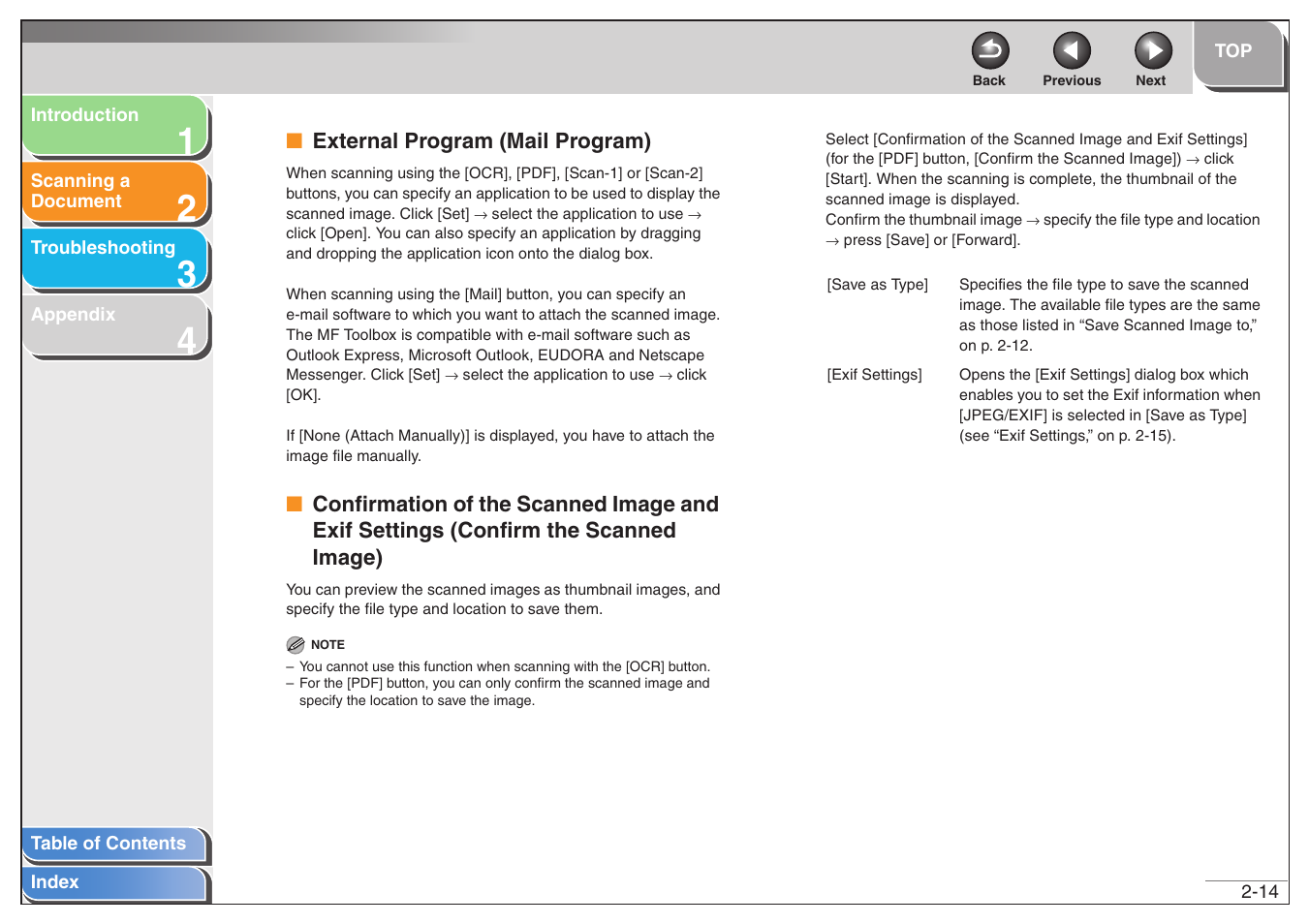 External program (mail program), External program (mail program) -14, See “external program (mail program),” on p. 2-14 | Next | Canon MF6500 User Manual | Page 28 / 80