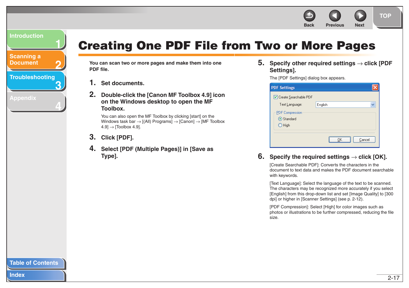 Next, Creating one pdf file from two or more pages | Canon MF6500 User Manual | Page 31 / 80