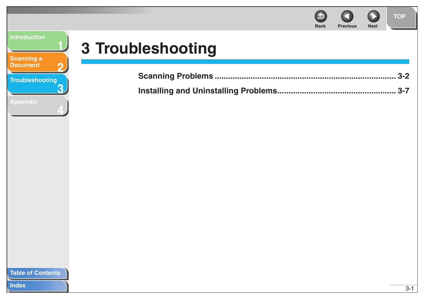 3 troubleshooting, Troubleshooting, 3 troubleshooting -1 | See chapter 3, “troubleshooting, Next | Canon MF6500 User Manual | Page 62 / 80