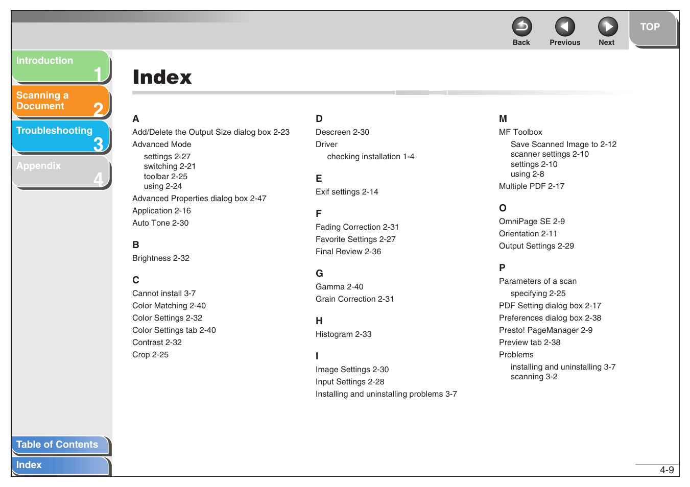 Index, Index -9, Next | Canon MF6500 User Manual | Page 78 / 80