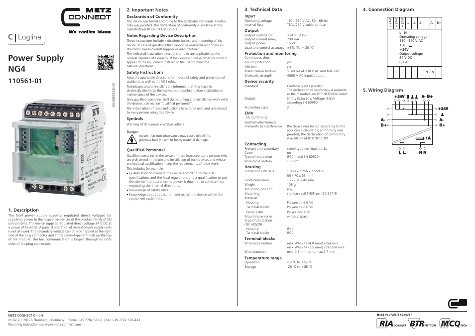 Contemporary Control Systems BACnet Cube I/O NG-4 Gray User Manual | 2 pages