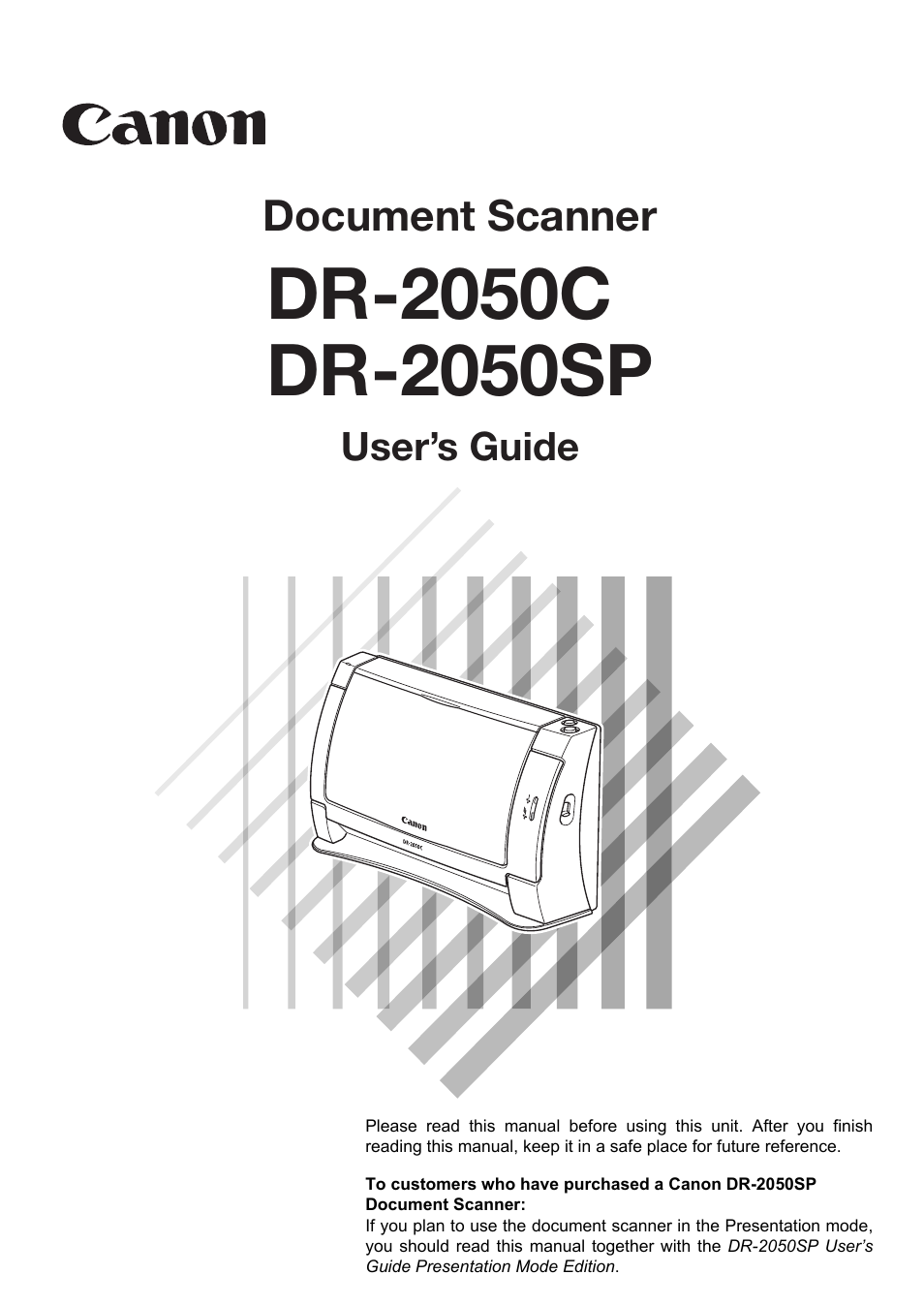 Canon DR-2050SP User Manual | 103 pages