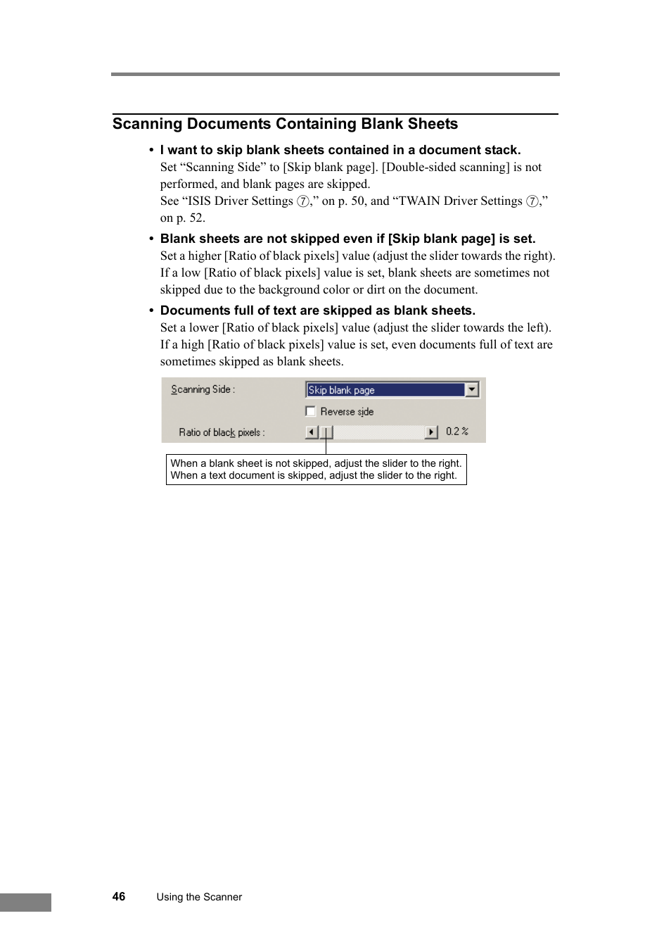 Scanning documents containing blank sheets | Canon DR-2050SP User Manual | Page 52 / 103