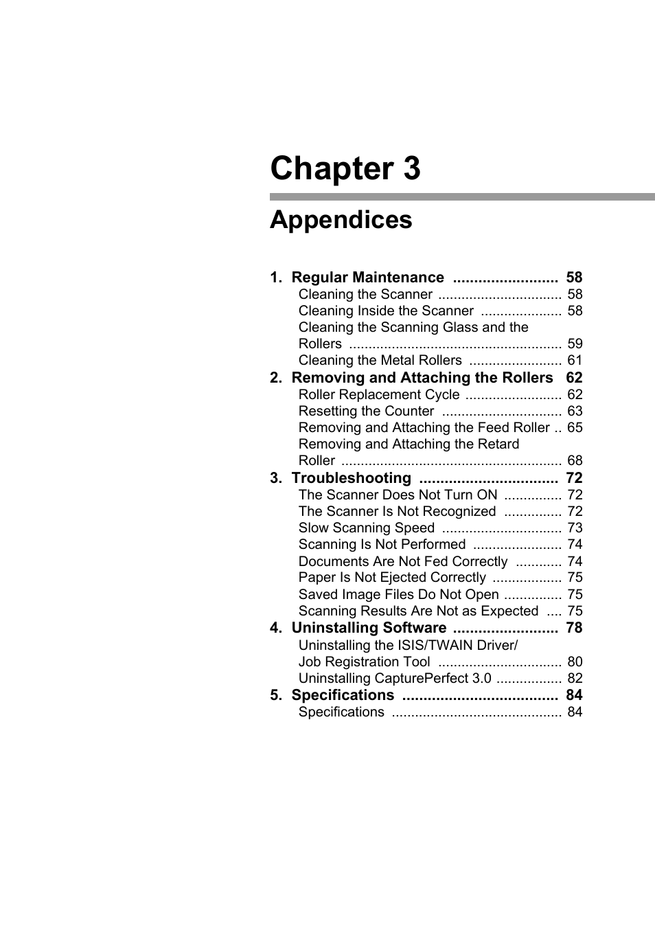 Chapter 3 appendices, Chapter 3, Appendices | Canon DR-2050SP User Manual | Page 63 / 103