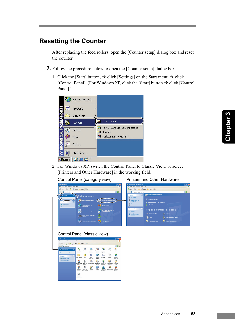 Resetting the counter, Chapter 3 resetting the counter | Canon DR-2050SP User Manual | Page 69 / 103