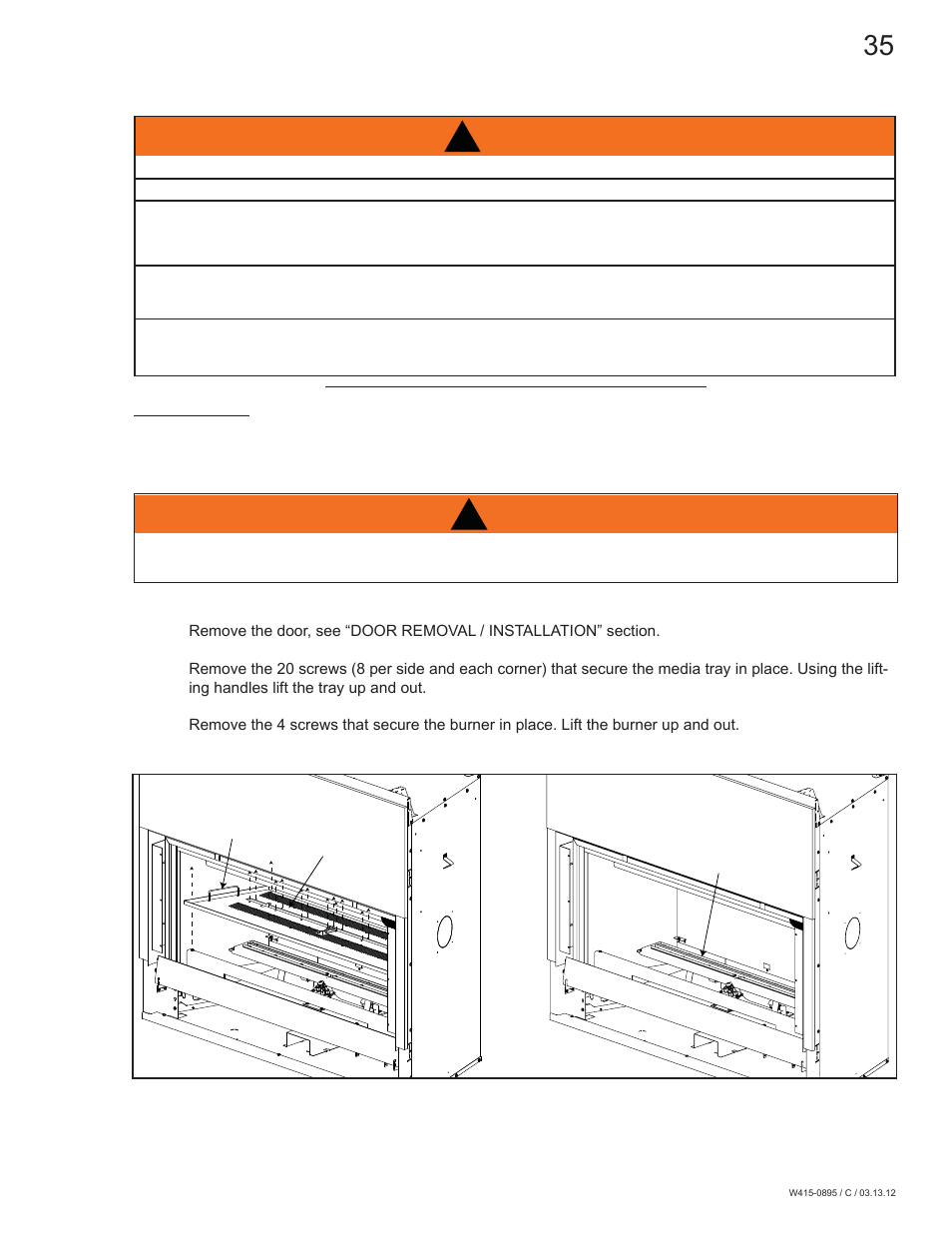 Warning, 0 optional blower installation | Continental Fireplaces CLHD45 User Manual | Page 35 / 56