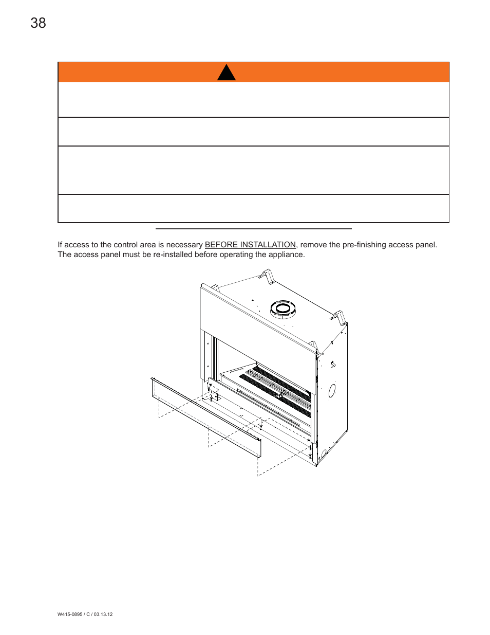 Warning, 0 electrical connection | Continental Fireplaces CLHD45 User Manual | Page 38 / 56