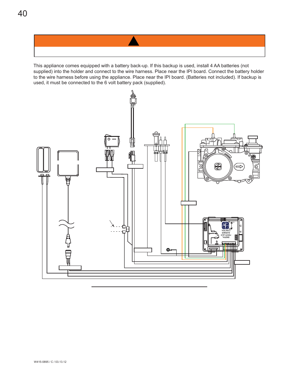 Warning, 3 wiring diagram | Continental Fireplaces CLHD45 User Manual | Page 40 / 56