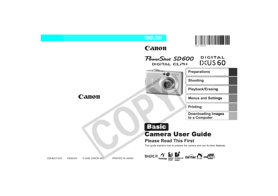 Canon IXUS 60 User Manual | 27 pages