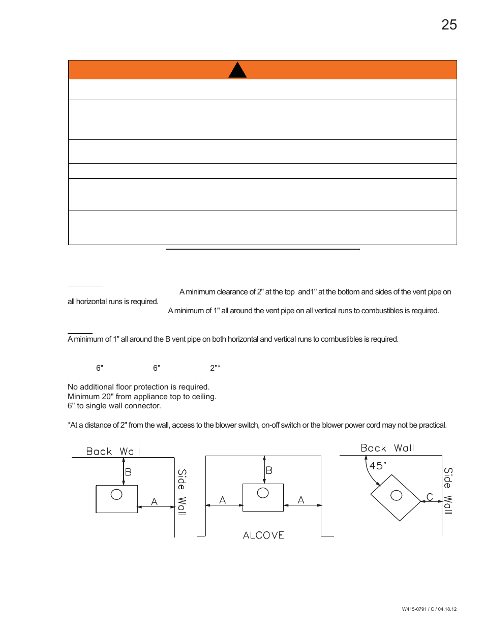 Warning, 0 installation | Continental Fireplaces CDVS600 User Manual | Page 25 / 56