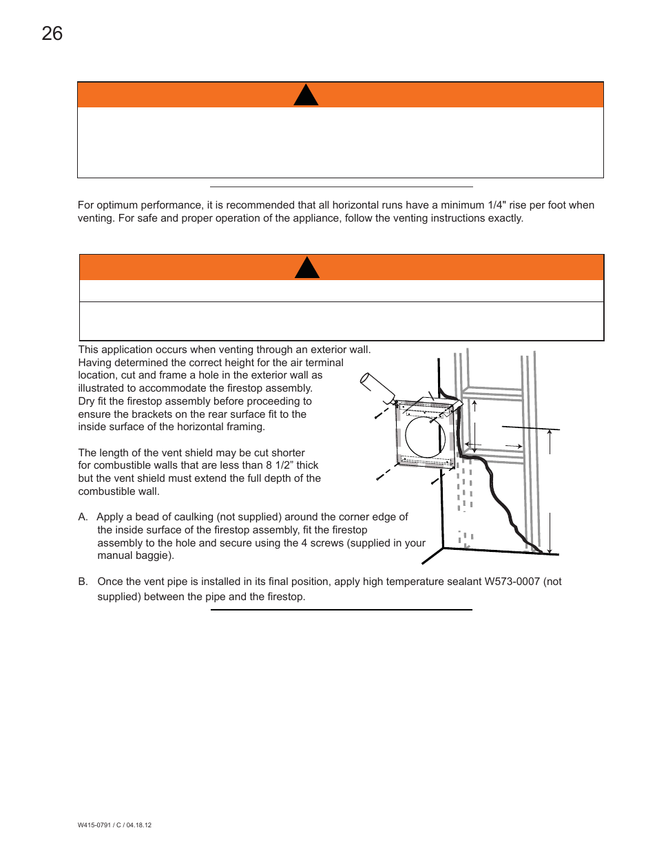 Warning | Continental Fireplaces CDVS600 User Manual | Page 26 / 56