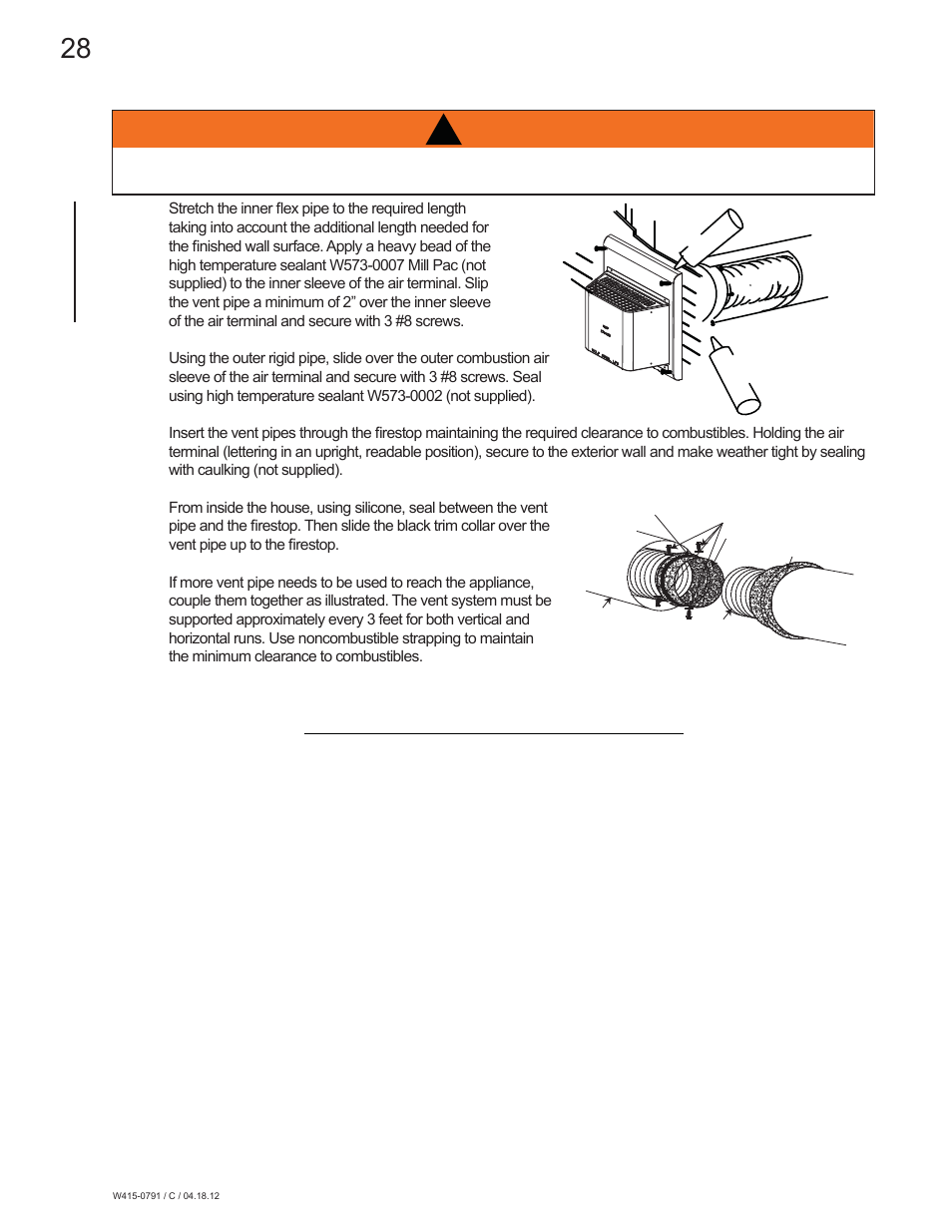 Warning | Continental Fireplaces CDVS600 User Manual | Page 28 / 56