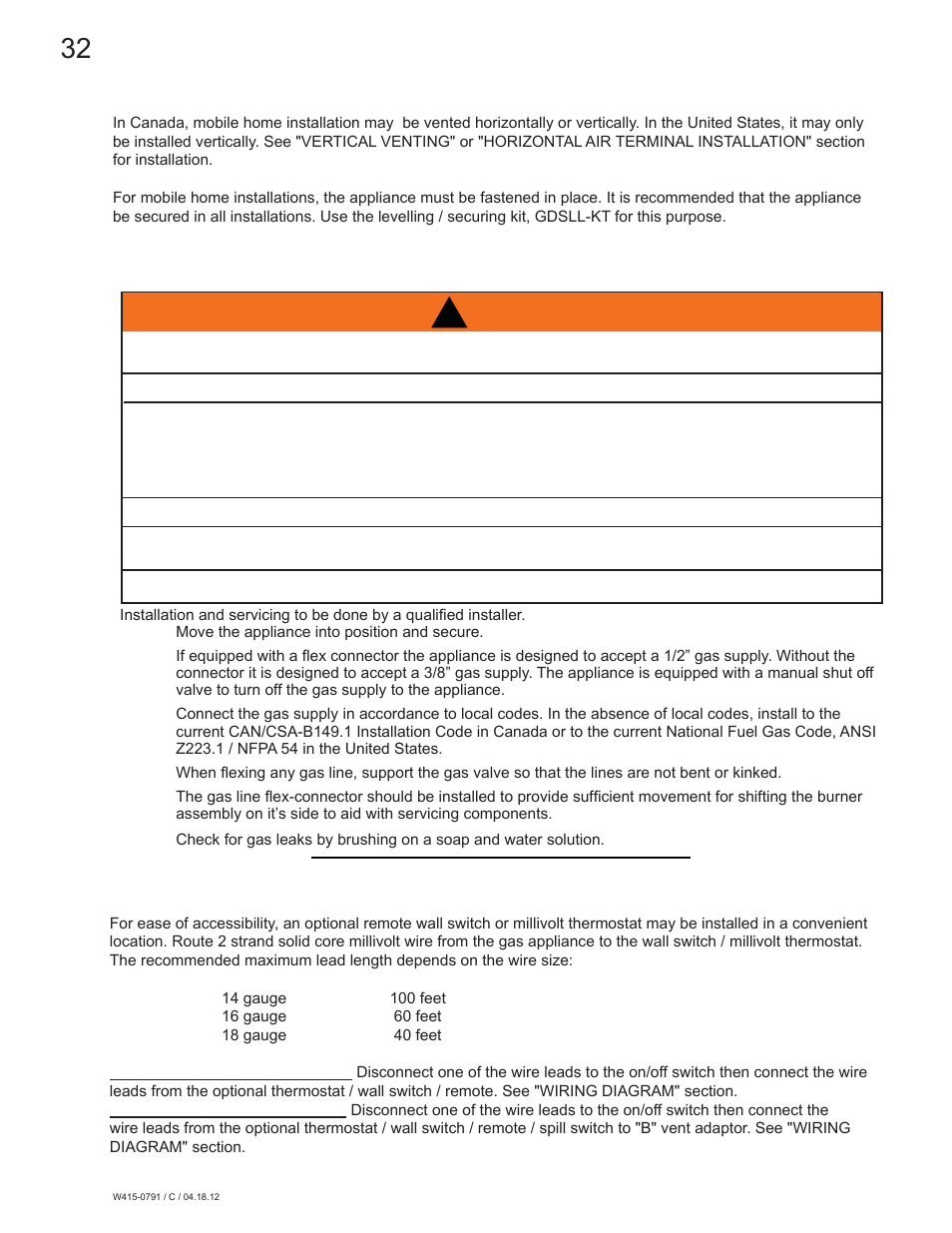 Warning | Continental Fireplaces CDVS600 User Manual | Page 32 / 56