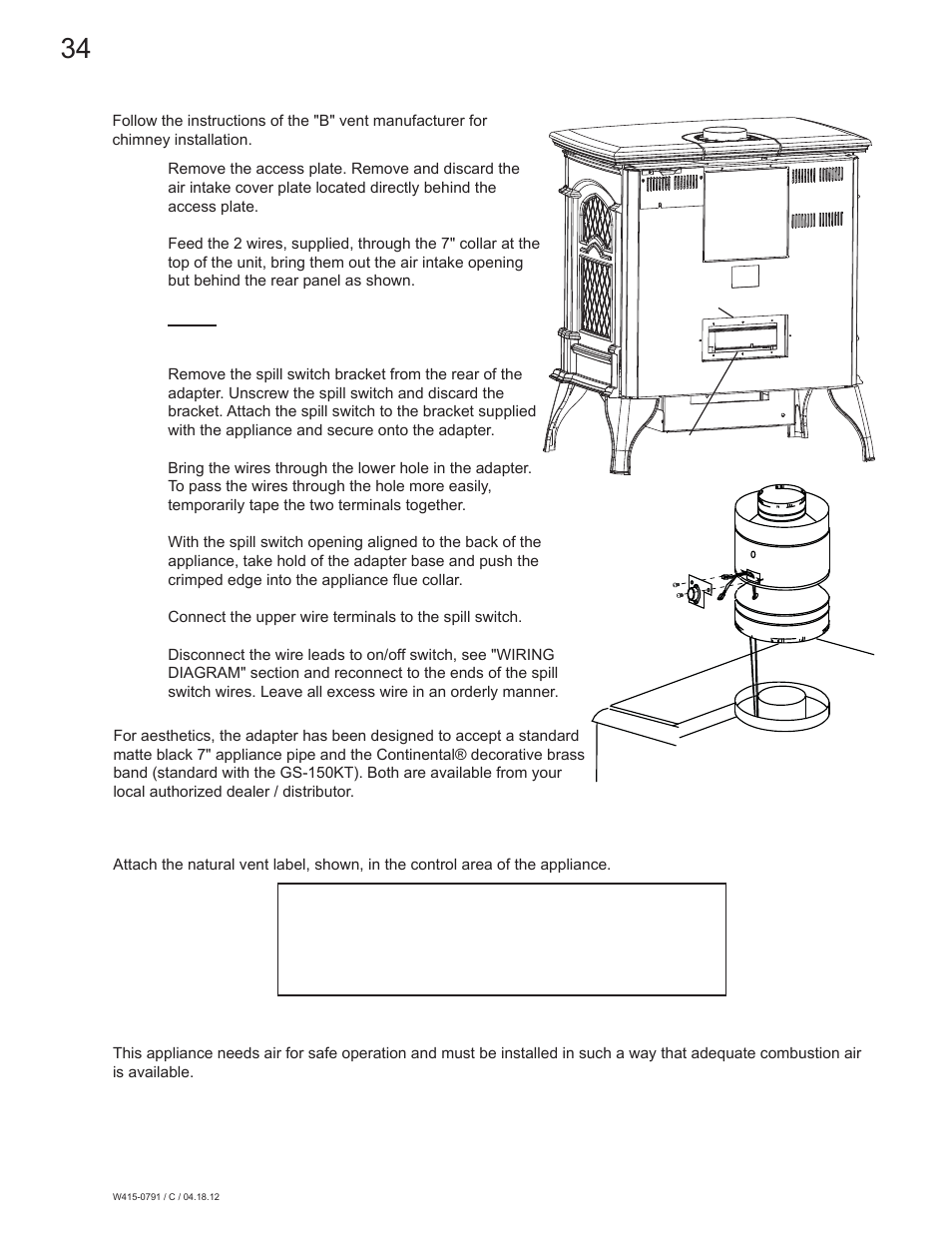 Continental Fireplaces CDVS600 User Manual | Page 34 / 56