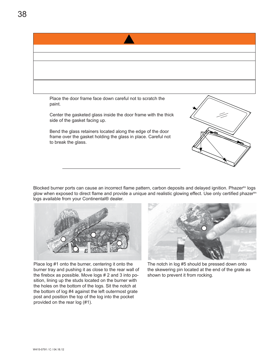 Warning | Continental Fireplaces CDVS600 User Manual | Page 38 / 56