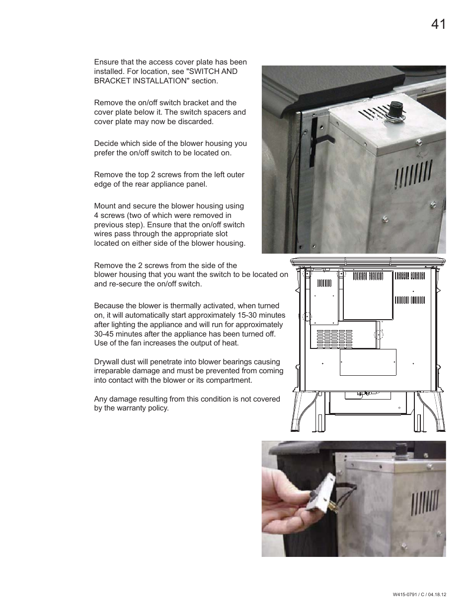 0 optional blower installation | Continental Fireplaces CDVS600 User Manual | Page 41 / 56