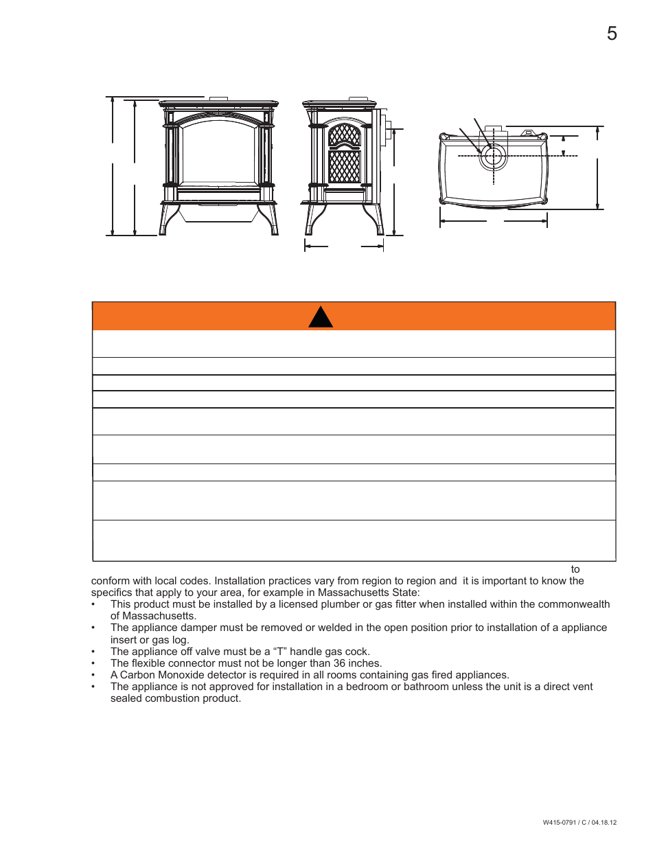 Warning | Continental Fireplaces CDVS600 User Manual | Page 5 / 56