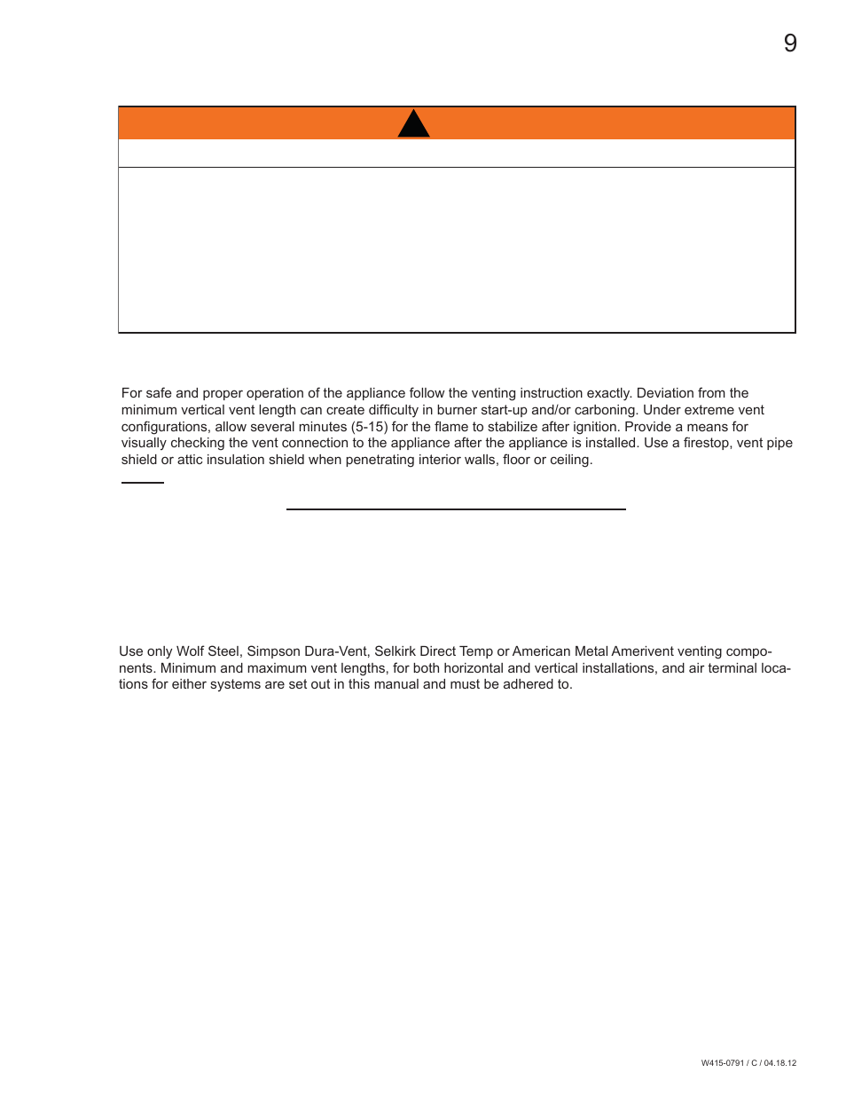 Warning, 0 venting - model cdvs600 | Continental Fireplaces CDVS600 User Manual | Page 9 / 56