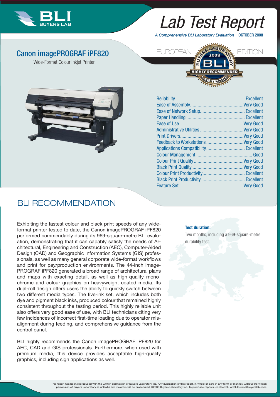 Canon Wide-Format Colour Inkjet Printer iPF820 User Manual | 18 pages
