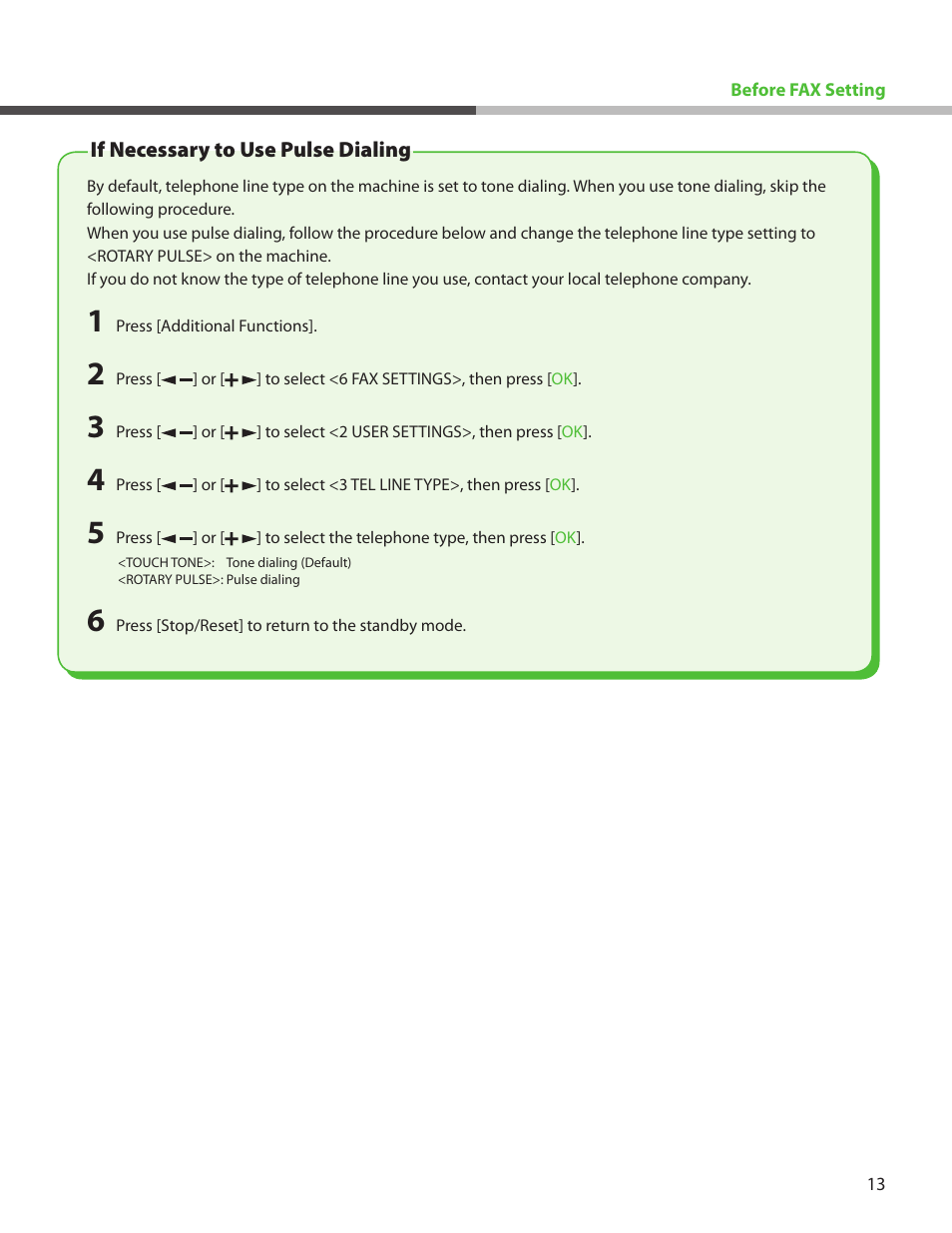 If necessary to use pulse dialing | Canon ImageCLASS MF4270 User Manual | Page 15 / 36