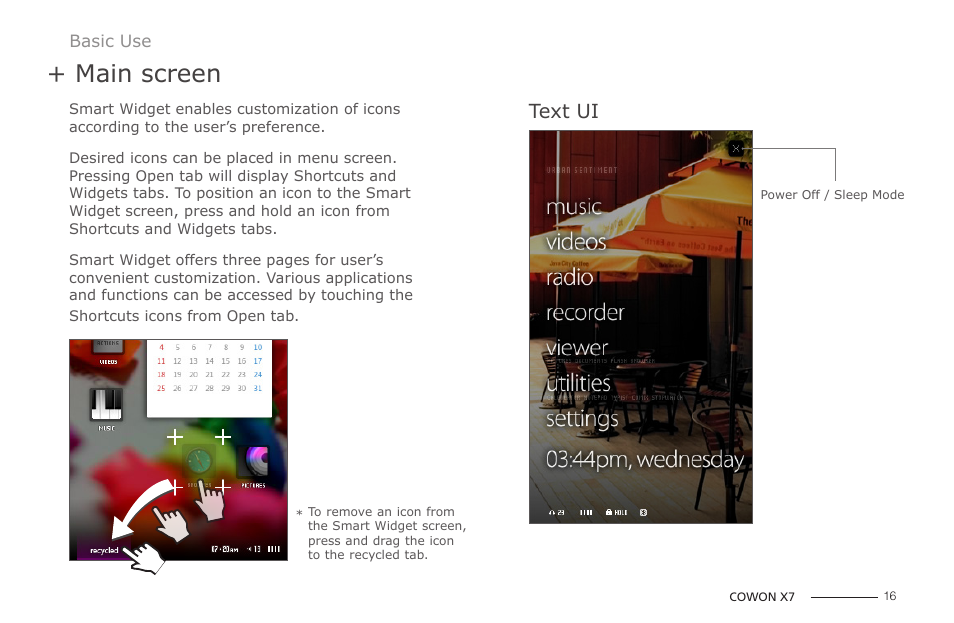 Main screen | COWON X7 User Manual | Page 16 / 44