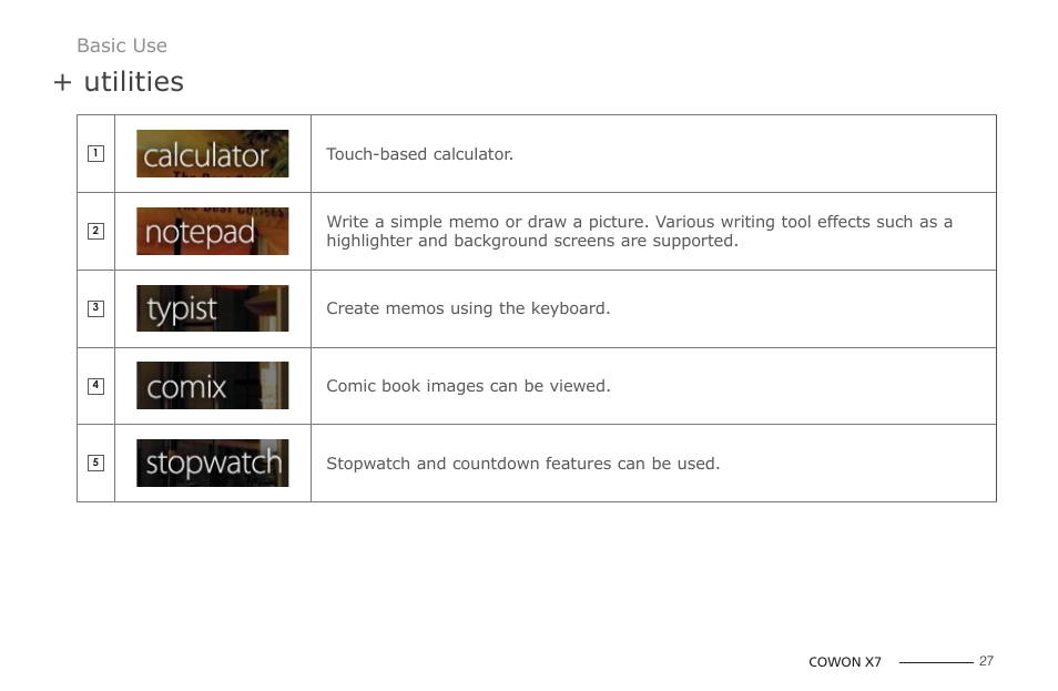 Utilities | COWON X7 User Manual | Page 27 / 44
