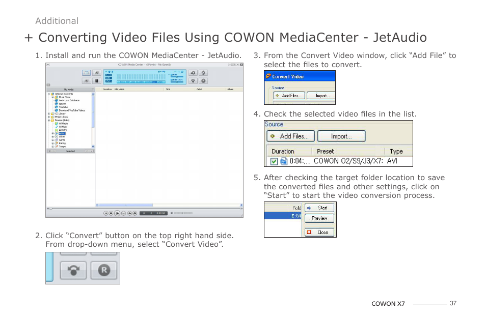 COWON X7 User Manual | Page 37 / 44
