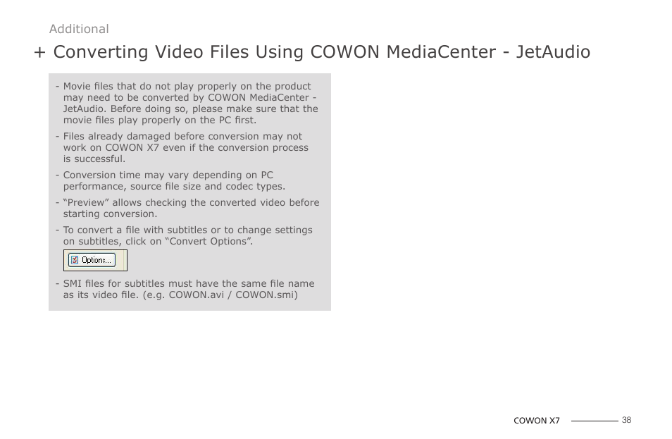 COWON X7 User Manual | Page 38 / 44