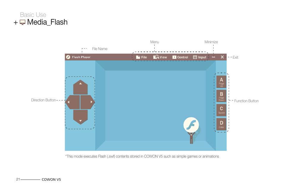 Media_flash, Basic use | COWON V5 User Manual | Page 21 / 50