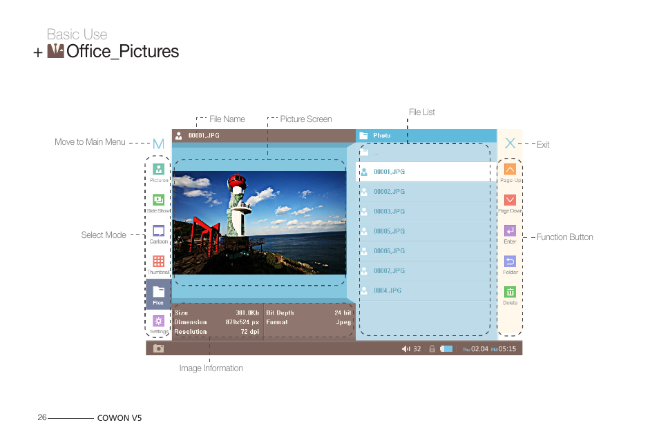 Office_pictures, Basic use | COWON V5 User Manual | Page 26 / 50