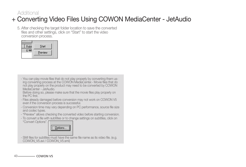 Additional | COWON V5 User Manual | Page 43 / 50