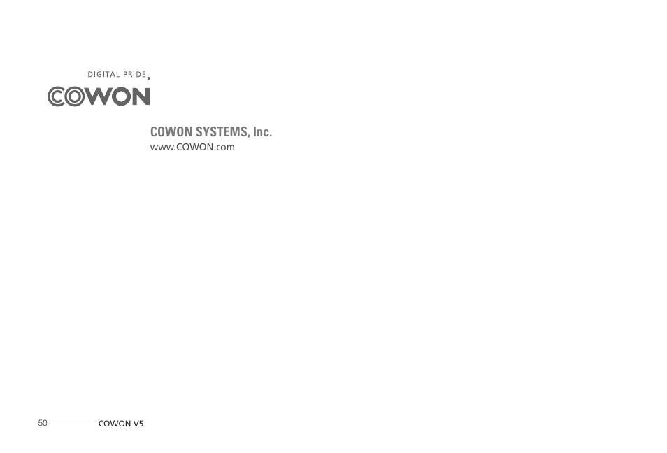 Cowon systems, lnc | COWON V5 User Manual | Page 50 / 50