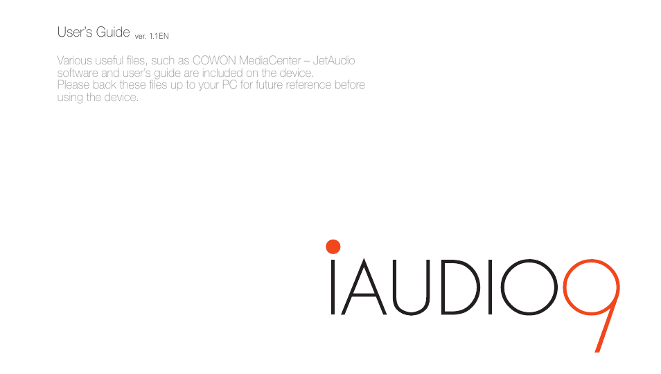 COWON iAUDIO 9 User Manual | 49 pages