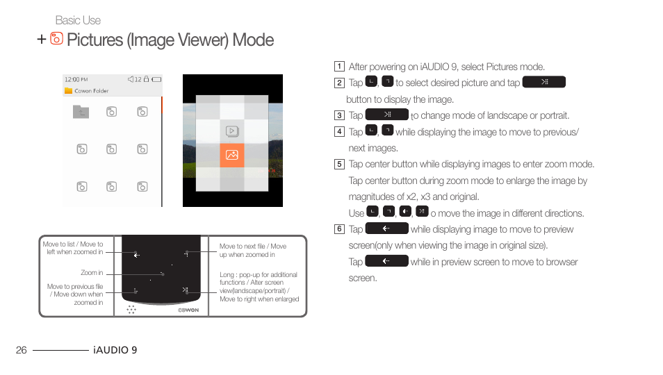 Pictures (image viewer) mode | COWON iAUDIO 9 User Manual | Page 26 / 49