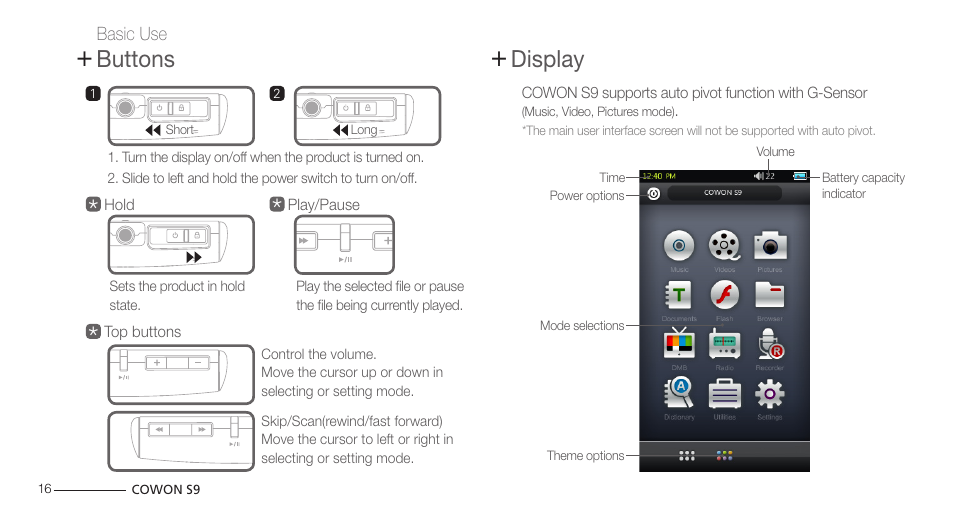 COWON S9 User Manual | Page 16 / 45