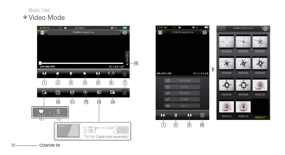 Video mode | COWON S9 User Manual | Page 20 / 45