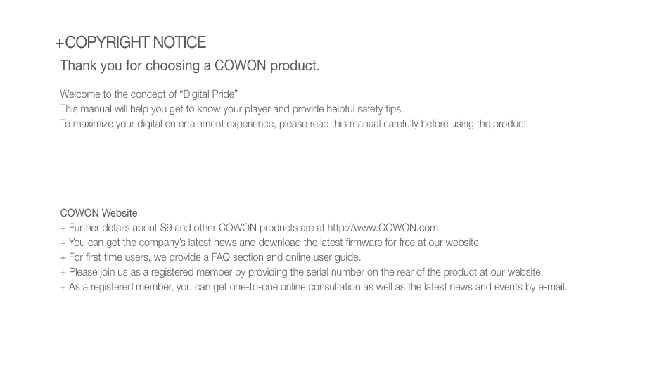 COWON S9 User Manual | Page 4 / 45