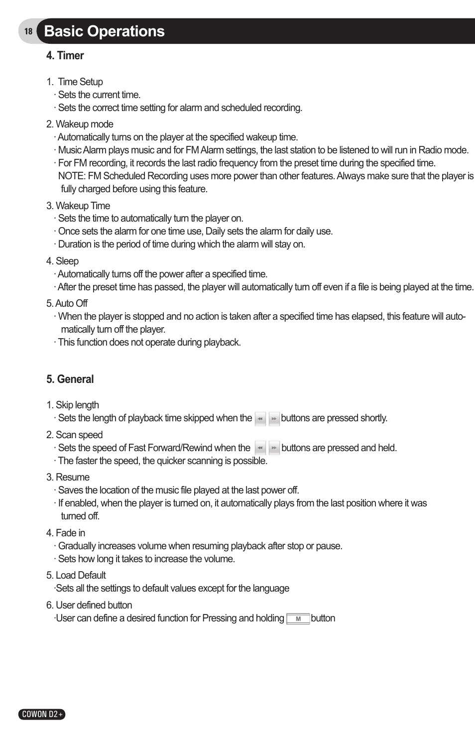Basic operations | COWON D2 User Manual | Page 18 / 26