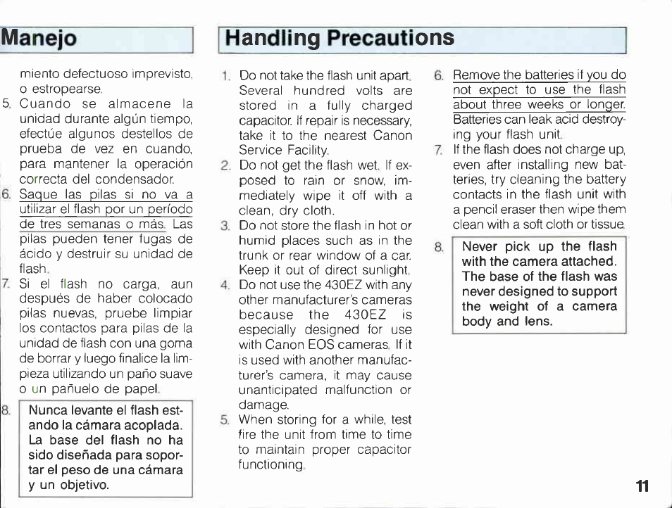 Informacion importante, Important information | Canon 430 EZ User Manual | Page 11 / 153