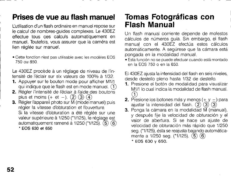 Autres opérations, Prises de vue en priorité obturateur (tv) | Canon 430 EZ User Manual | Page 52 / 153
