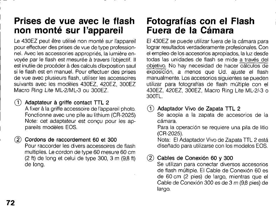 Prise de vue en synchronisa­ tion lente | Canon 430 EZ User Manual | Page 72 / 153