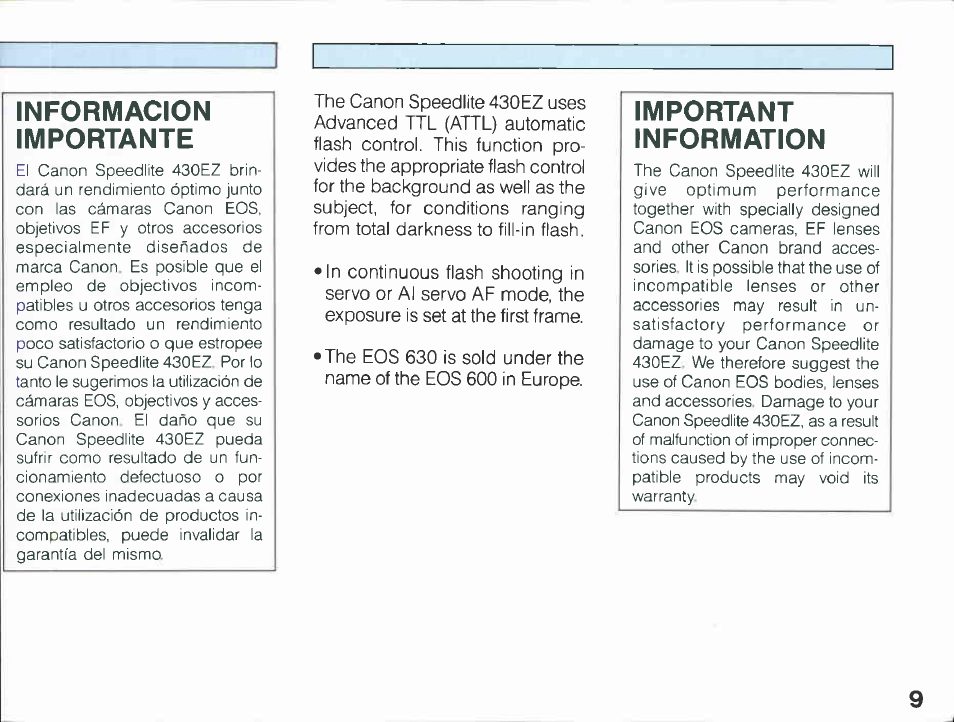 Introduction, Introducción | Canon 430 EZ User Manual | Page 9 / 153
