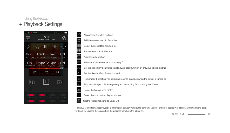 Playback settings | COWON PLENUE M User Manual | Page 17 / 25